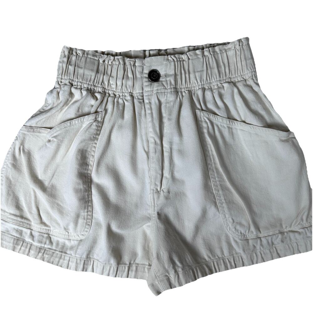 Entro High Waist Shorts Size S cream stretch twill